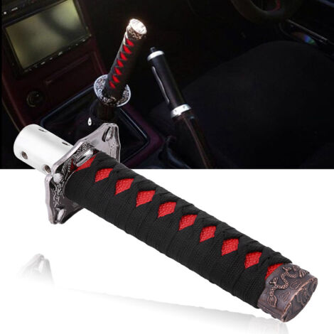 Pommeau de levier de vitesse Japonais Épée universel Noir Rouge avec 4 adaptateurs (8mm, 9.5mm, 10mm, 12mm) (1/5)