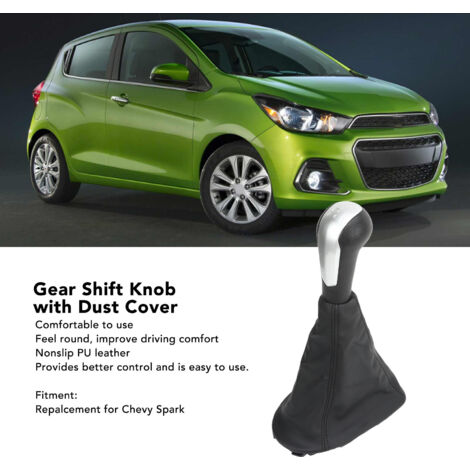 Kit de rechange pour manette de levier de vitesse avec protège-cuir et pommeau argenté - Compatible Chevrolet Spark