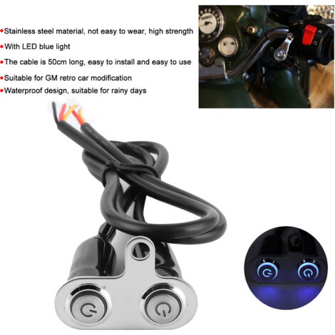 Interrupteur de moto pour guidon en acier inoxydable 12V avec LED et interrupteurs doubles