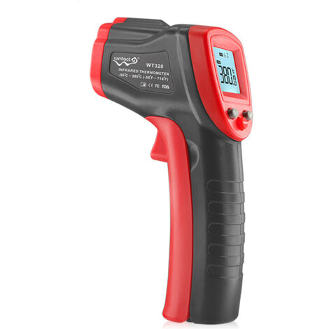 Thermomètre Infrarouge, -50 ° C 380 ° C (-58 ° F 716° F) Thermometre Laser Sans Contact avec Emissivité Réglable, Thermomètre pour Cuisine/Pizza/BBQ/Industrie (Pas pour L'homme) (1/5)