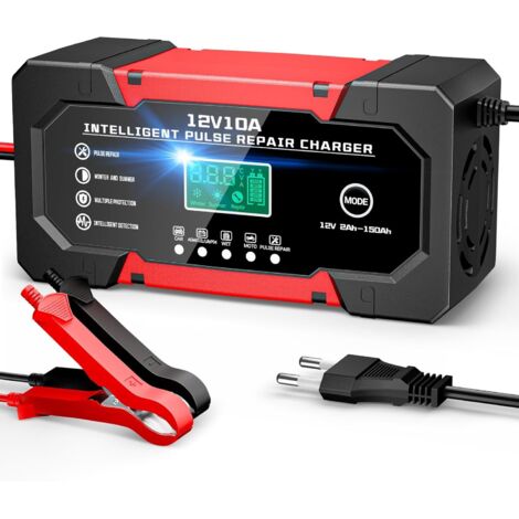 Chargeur de Batterie Voiture 10A 12V LiFePO4 Chargeur Intelligent pour Auto Moto avec 5 Modes Réparation Écran LCD pour Auto Voiture Moto Camion AGM Gel Wet LiFePO4 (1/5)