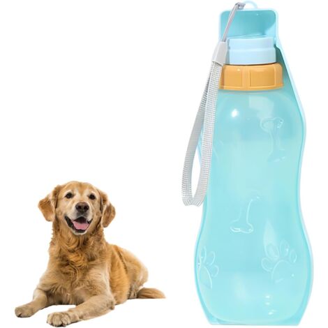 Portable Gourde Chien,Gourde Chien Promenade,Gourde de Voyage pour Chien-Boire Confortablement et Facilement,Bouteille d'eau Portable pour Chien,Bouteille d'eau Pliable pour Chien (Blau, 350ml) (1/5)
