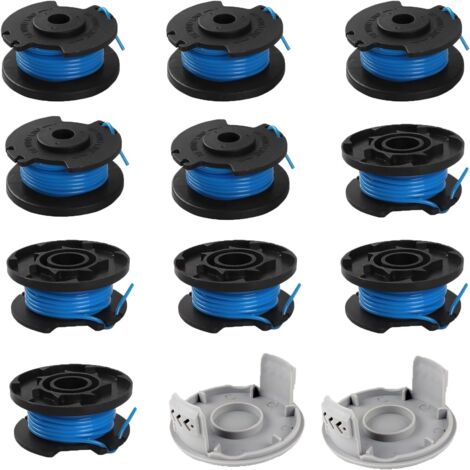 Applicable Lot de 10 bobines de fil pour coupe-bordure Ryobi One + RAC124 AC14RL3A OLT1823 OLT1832 18 V 24 V 40 V 10 bobines de coupe-bordure 2 capuchons (3,4 m, diamètre 1,65 mm) (1/5)