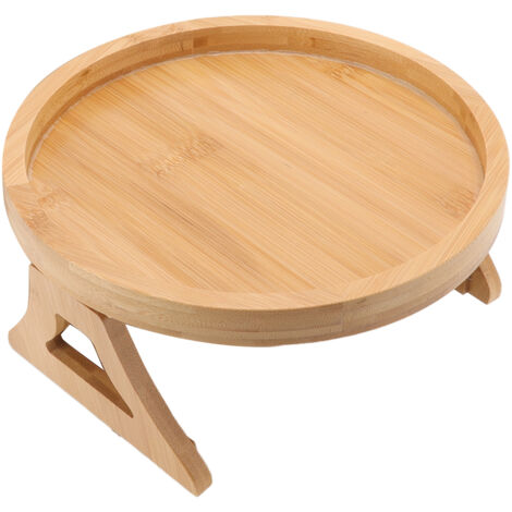 Tablette de sofa en bambou - Plateau clip-on pour canapé avec texture bois pour café, thé et snacks (1/5)