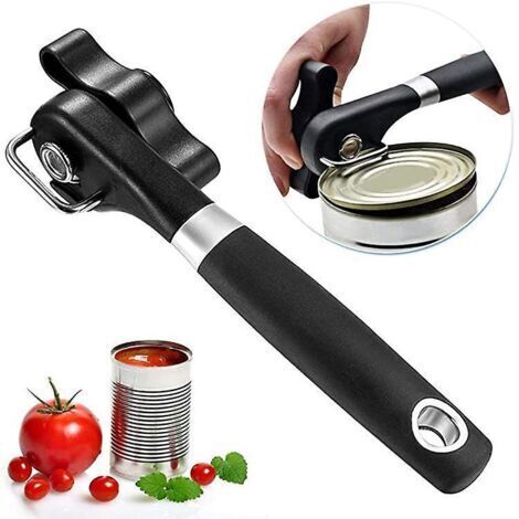 Can opener, manual can opener, safe cutting, no sharp edges, black can opener, creative bottle opener for home use (1/5)