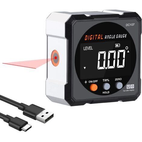 Rapporteur d'angle numérique magnétique avec outil de nivellement laser, inclinomètre numérique pour menuiserie, construction, bricolage - Boîte de nivellement pour menuiserie