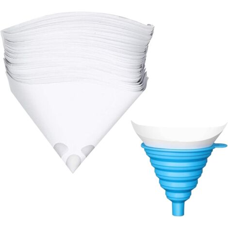 50 PCS Filtre à peinture en nylon, filtre papier blanc, filtres à peinture jetables en papier, avec 1 entonnoir pliable en silicone, pour pistolets pulvérisateurs (1/5)