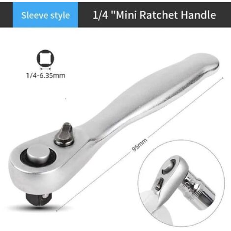 Mini 1 / 4 pouce double tête rapide manche cliquet clé tige tournevis tête outil set (1/3)