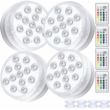 Pack lumière submersible LED, lumières LED étanches avec télécommande RGB couleur changeante décoration de lumières d'étang (1/5)