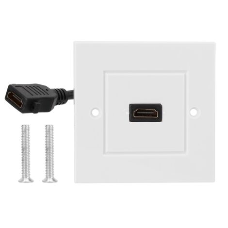 Plaque Murale HDMI Blanc avec Câble pour Connecteurs Hôtel Bureau Domicile US Standard (1/5)