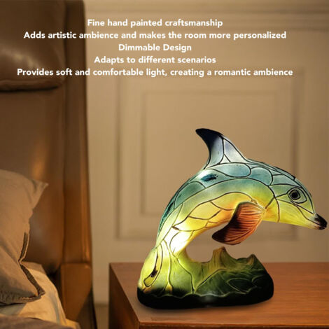 Lampe de bureau Dolphin - Résine vintage, USB, lumière LED tamisée (1/5)