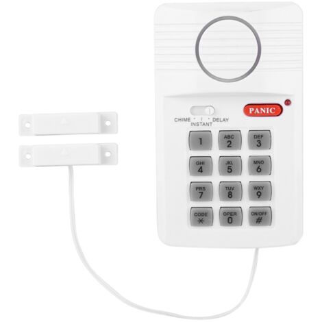 Système d'Alarme Porte avec Clavier Sécurité, Panic Button, 3 Fonctions (Chime/Instant/Delay) pour Domicile Bureau Garage