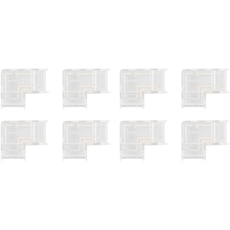 Lot de 8 connecteurs L pour bande LED COB 3-pins transparents, facile à installer sans soudure (1/5)