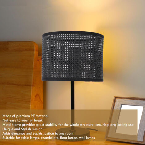 Abat-jour cylindre perforé retro pour ampoules E27/E14 - Structure en métal et tissage PE - Diamètre 16cm/Haut 12cm (1/5)