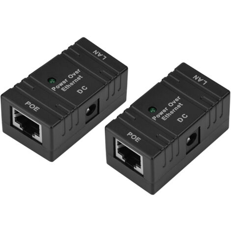 Module POE Injecteur Ethernet, 2 Pièces, Noir, Injecteur POE pour Caméra IP et Équipements de Surveillance