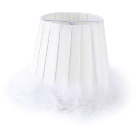 Abat-Jour Plumé en Tissu pour Suspension, Applique Murale - Blanc - 85x120x110mm (1/5)