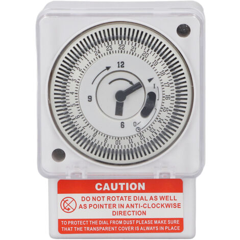 Interrupteur horaire mécanique SL-189 cycle 24H à quartz avec boutons et couverture transparente (1/5)
