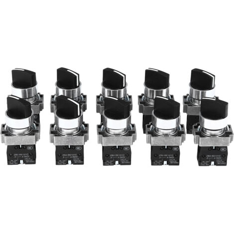 Commutateur Rotatif à Bouton 10Pcs Auto-Bloquant 2 Positions 1 NO pour Machine Contrôle (1/5)