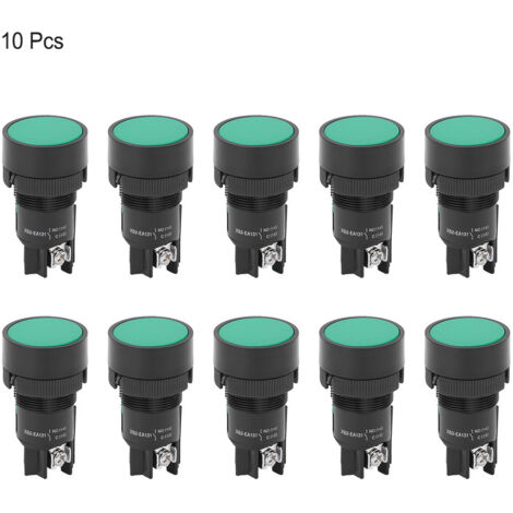 Interrupteur à bouton-poussoir XB2 EA131, tête plate et contact vert, 22mm pour circuit électrique, pack de 10 pièces (1/5)