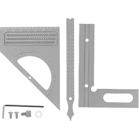 Équerre multifonctionnelle pour bois - Équerre à angle ajustable aluminium 180°, protracteur gradué et outils inclus (1/5)