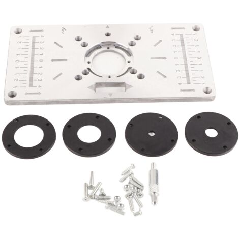 Plateau pivotant pour dégauchisseuse - Guide de milling résistant - Plaque de chanfrein en aluminium 235x120mm avec 4 bagues insert (1/5)