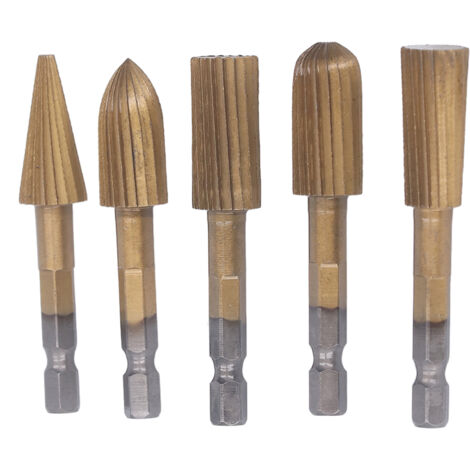 Kit de Limes Rotatives 5 Pièces Mandrin 1/4'' Double Coupe Tungstène (1/5)