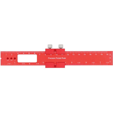 Règlet de traçage aluminium haute précision 200mm, outil de menuiserie portable avec butée mobile (1/5)