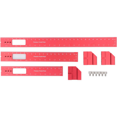 3 Réglettes de Menuiserie en Aluminium avec Languettes Amovibles pour Mesure et Tracé, 16cm, 20cm, 30cm (1/5)