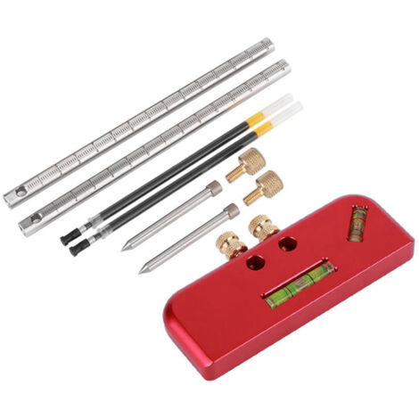 Piquet double pour bois avec règles métalliques intégrées, scie de mortaisage en aluminium et bulles à niveau (1/5)