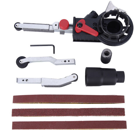 Ponçeuse à bande pour meuleuse – Bras de travail aluminium noir pour axe 10mm (1/5)