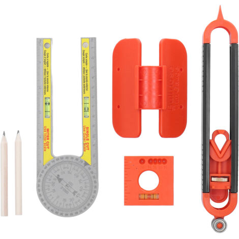 Kit de Mesurage et de Marquage avec Compas à Angles et Fût à Bulles pour Menuiserie - Kit de 6 Pièces incluant Compas, Rapporteur et Règle (1/5)