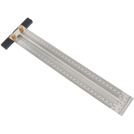 Règle pour Points Tracer en Acier Inoxydable, Règle de Saignée Industrielle, T-Rule avec Graduations Précis 300mm (1/5)