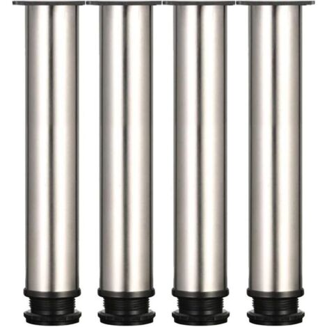 Pied réglable, lot de 4 pieds en acier inoxydable, hauteur totale 250 mm, ajustement 0-15 mm, diamètre 50 mm