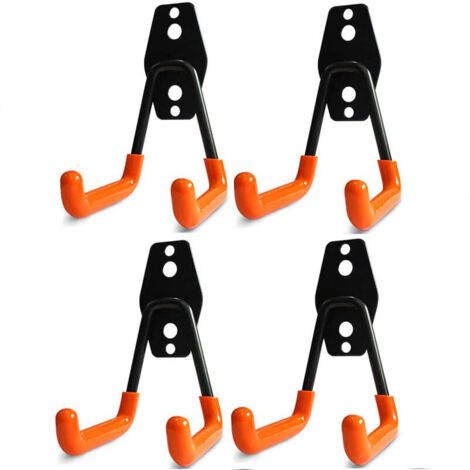 Crochets de rangement en acier au carbone – Revêtement antidérapant PVC – Charge max 20 kg – Pour échelles et vélos