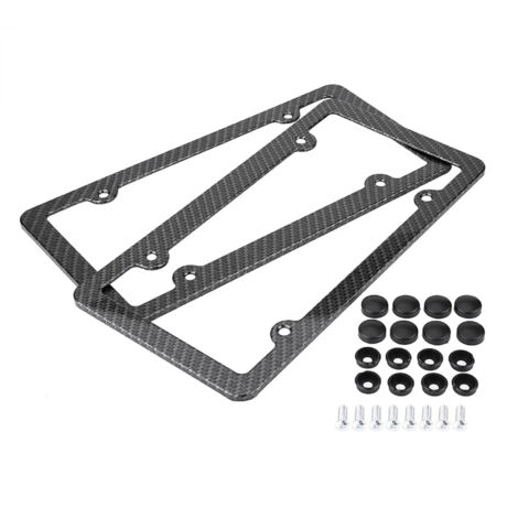 Cadre de plaque d'immatriculation 2 pièces aluminium fibre de carbone avec vis et capuchons (1/5)