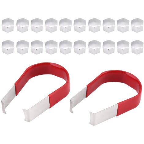 Embouchures de Bouchon de Roue Chrome 20pcs 19mm Universales avec Outils de Retrait (1/5)