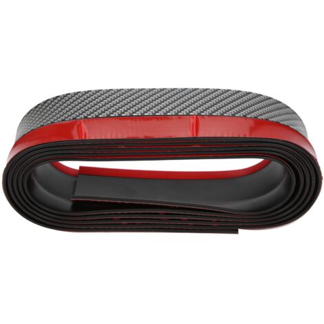 Ruban de Protection Pare-chocs et Bas de Caisse en Caoutchouc 2,5 mètres Garniture en Fibre de Carbone Bord Rouge Élément Anti-Collision Adaptable et Facile à Installer