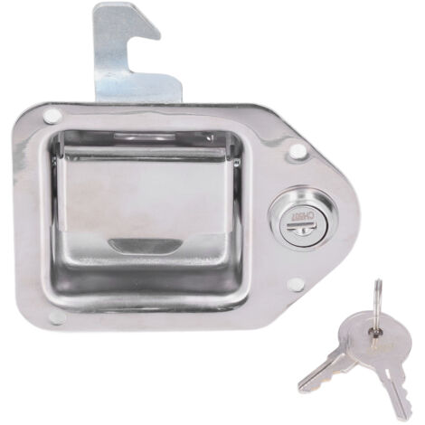 Poignée de serrure pour coffre à outils en acier inoxydable 304 argenté avec 2 clés pour camion RV remorque ATV UTV (1/5)