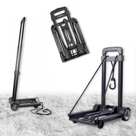 Chariot pliable aluminium – Diable transport 35 kg – Poignée télescopique – Roues 2 – Sangle incluse (1/5)