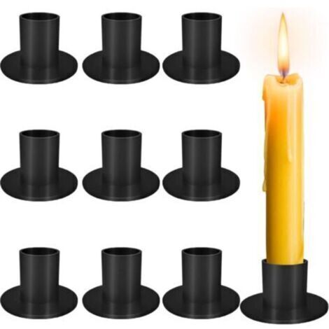 Porte Bougie Métal, Bougeoir Noir 9 Pcs, Support Bougie Chandelier Moderne pour Décoration Table et Mariages