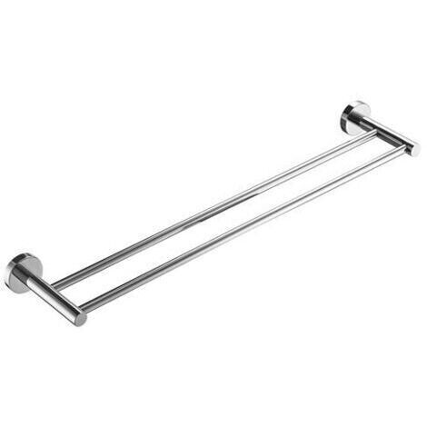 Porte-serviettes mural double 60cm – 2 barres en acier inoxydable SUS304 – Finition brossée – Séchage rapide pour salle de bain (1/5)