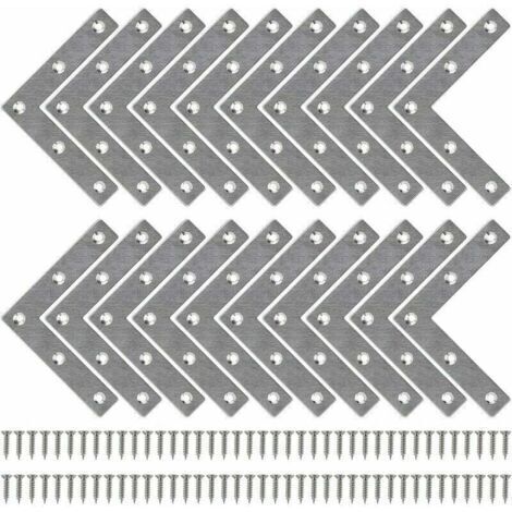 Support en L pour fixation - Nazalus - Équerre droite avec vis - 80mm x 80mm - 20 pièces (1/5)