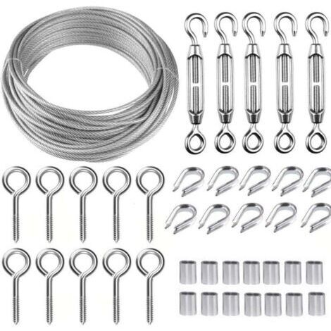 Kit de câble en acier inoxydable avec tendeur M5 pour plantes et jardins - 30.5 m (1/5)