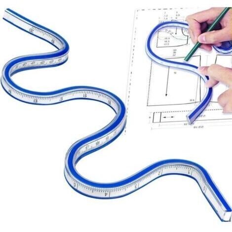 Règle en PVC 50cm Flexible Courbe, Double Face Échelle Métrique/Pouces pour Dessin Technique, Menuiserie et Bricolage (1/4)
