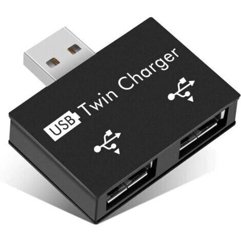 Concentrateur USB 2.0 2 Ports, Hub Double USB Portable, Alliage Aluminium Noir (1/4)