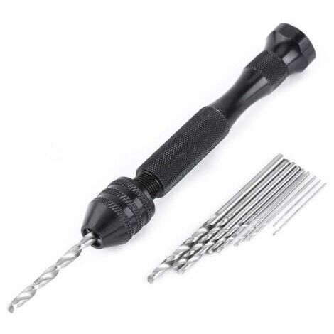 Mandrin de Perceuse à Main Micro en Alliage, Kit Hélicoïdal de 10 Forets 0.5 à 3.0 mm pour Bois et Plastique (1/5)