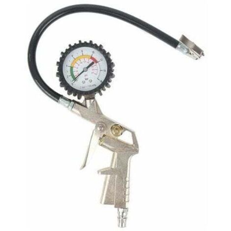 Manomètre Pistolet Gonfleur Pneumatique avec Embout Auto 40mm 16 Bar, Cycle Allemand avec Jauge d'Air pour Véhicules et Vélos (1/5)