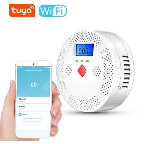 Détecteur CO Tuya WiFi Électrochimique Portable avec Écran LCD, Alarme Sonore Lumineuse et ABS Résistant (1/4)