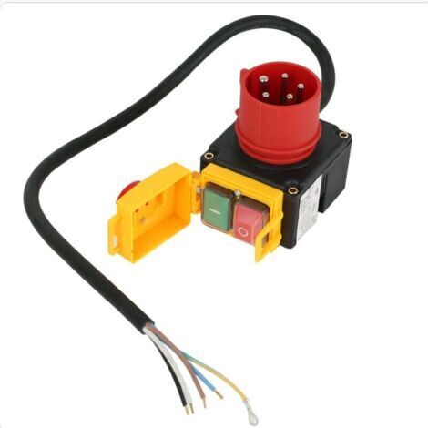 Interrupteur électromagnétique KOA7 380/400V 16A 3P+N+E IP54 pour moteurs triphasés industriels câble PVC noir/rouge 65cm