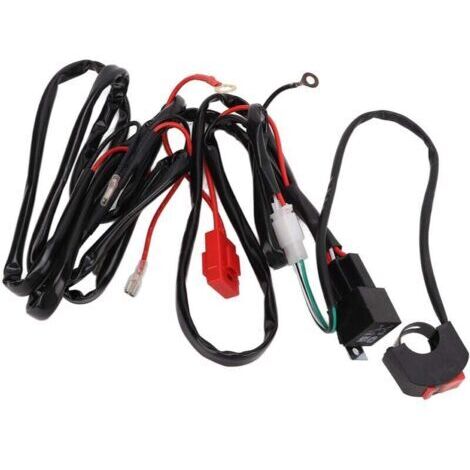 Faisceau d'éclairage LED 12V 40A pour moto - Kit de câblage universel pour phares de travail, ATV, véhicules électriques 9-32V (IP67, 30A fusible, 2m, cuivre)